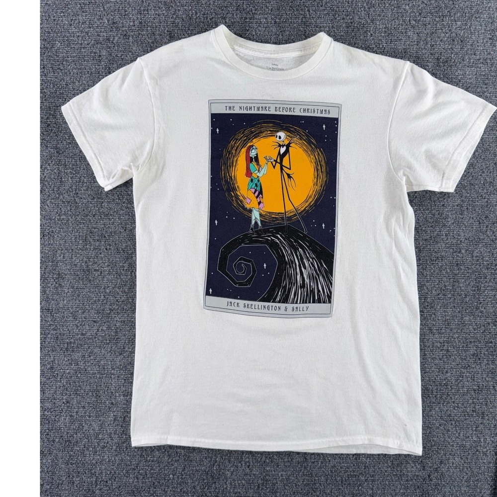 Disney Nightmare Before Christmas Jack Sally Tarot Card White T-Shirt Small